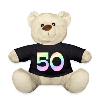 geburtstagsshirt, 50 pastell Verlauf - Teddy - Schwarz - Vorne