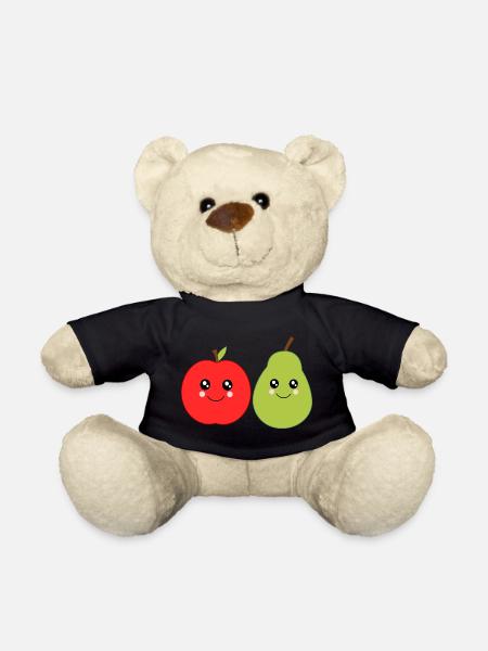 Kawaii Birne Kawaii Früchte Kawaii Obst Apfel - Teddy - Schwarz