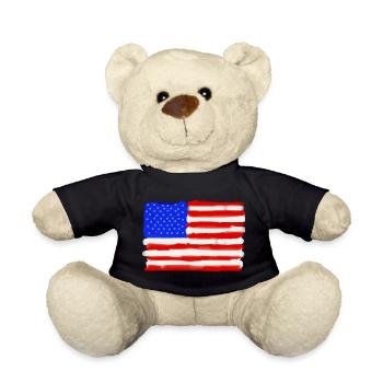 Painted American Flag - Teddy Bear - black - Front