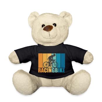 Road Bike Vintage Retro Cycling Bike Gift - Teddy Bear - black - Front