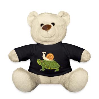 Drôle de tortue et d’escargot heureux - Nounours - noir - Devant