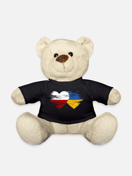 Polen Ukraine Flagge used Herz - Teddy - Schwarz