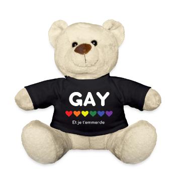 Gay et je t'emmerde LGBT Gay pride - Nounours - noir - Devant