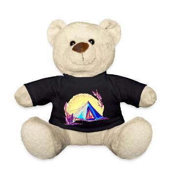 Camping Campervan Camping Caravan Camp Gift - Teddy Bear - black - Front