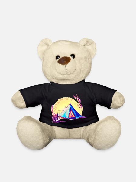 Camping Campervan Camping Caravan Camp Gift - Teddy Bear - black