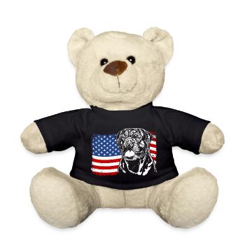 Dogue de Bordeaux Amerika Fahne Hunde Wilsigns - Teddy - Schwarz - Vorne