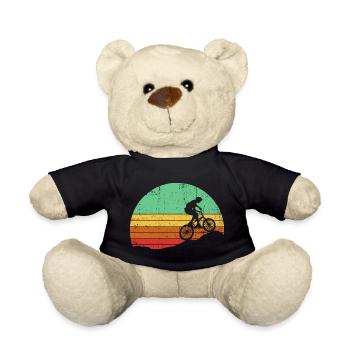 Retro Sunset Cyclist Silhouette - Teddy Bear - black - Front