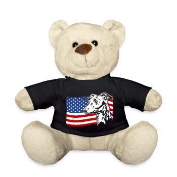 Italienisches Windspiel Amerika Fahne Hunde - Teddy - Schwarz - Vorne