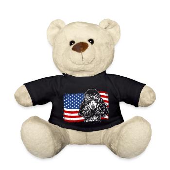 Miniature Poodle America Flag Dogs Wilsigns - Teddy Bear - black - Front