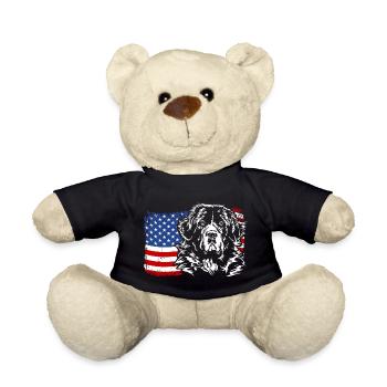 Landseer America Flag Dog Dogs Wilsigns - Teddy Bear - black - Front