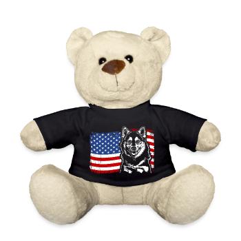 Pomsky America Flag Dog Dogs Wilsigns - Teddy Bear - black - Front