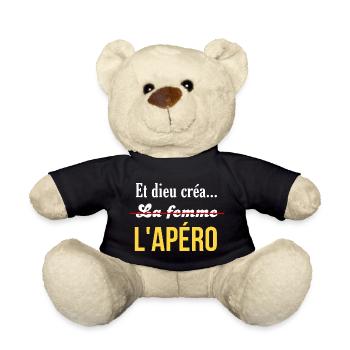Et Dieu créa l'Apéro - Humour Apéritif été drole - Nounours - noir - Devant