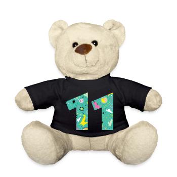 Numéro 11 anniversaire personnalisé - Nounours - noir - Devant