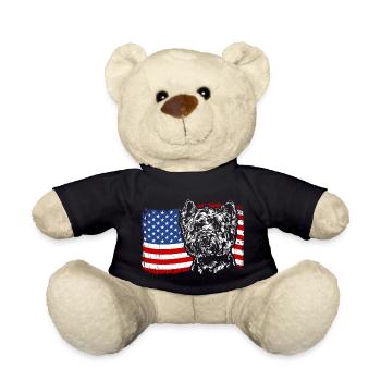 West Highland White Terrier Amerika Fahne Hunde - Teddy - Schwarz - Vorne