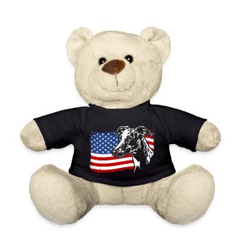 Whippet America Flag Dogs Dog Wilsigns - Teddy Bear - black - Front