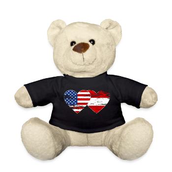 USA Austria flag heart used - Teddy Bear - black - Front