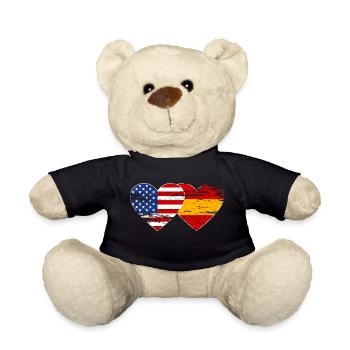 USA Spain flag heart used - Teddy Bear - black - Front