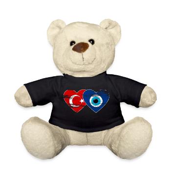 Turkey Nazarperle heart used - Teddy Bear - black - Front