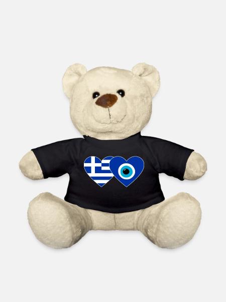 Griechenland Nazarperle Flagge Herz - Teddy - Schwarz