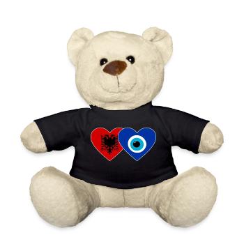 Albania Nazar Pearl Flag Heart - Teddy Bear - black - Front