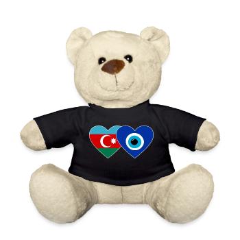 Azerbaijan Nazar Pearl Flag Heart - Teddy Bear - black - Front