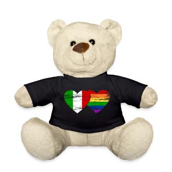 Italien Regenbogen Flagge used - Teddy - Schwarz - Vorne