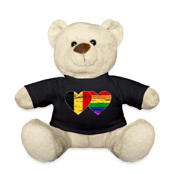 Belgien Regenbogen Flagge used - Teddy - Schwarz - Vorne