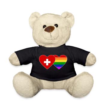 Schweiz Regenbogen Flagge - Teddy - Schwarz - Vorne