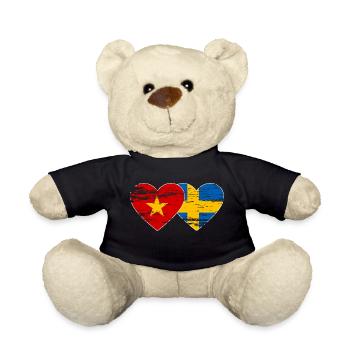 Viêt Nam Suède Drapeau Coeur - Nounours - noir - Devant