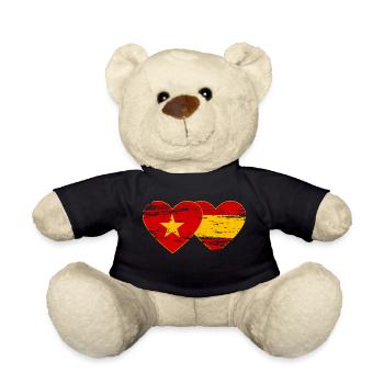 Vietnam Espagne Drapeau Coeur Utilisé - Nounours - noir - Devant