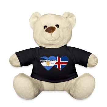 Argentina Iceland Flag Heart Used - Teddy Bear - black - Front