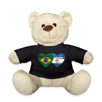 Brésil Argentine Drapeau Coeur Utilisé - Nounours - noir - Devant