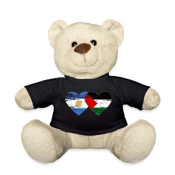 Argentina Palestine Flag Heart - Teddy Bear - black - Front
