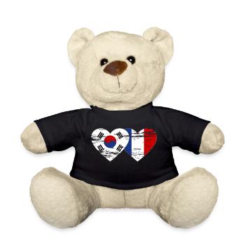 Corée du Sud France Drapeau Coeur Utilisé - Nounours - noir - Devant