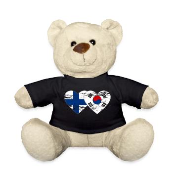 Finlande Corée du Sud drapeau coeur utilisé - Nounours - noir - Devant