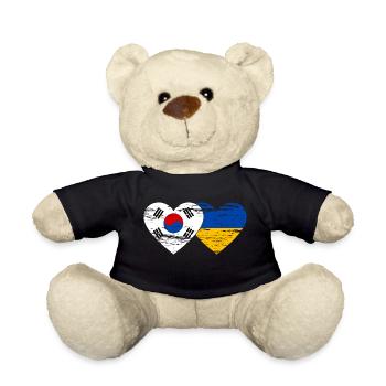 Südkorea Ukraine Flagge Herz used - Teddy - Schwarz - Vorne