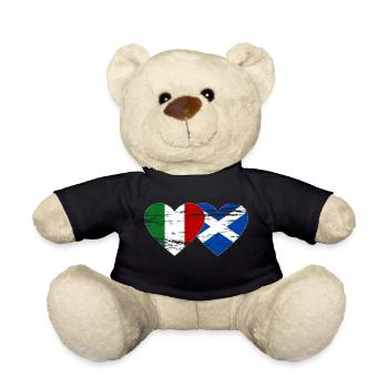 Italy Scotland Flag Heart Used - Teddy Bear - black - Front