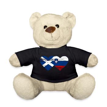 Scotland Slovenia flag heart used - Teddy Bear - black - Front