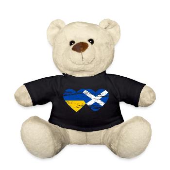 Ukraine Scotland Flag Heart Used - Teddy Bear - black - Front