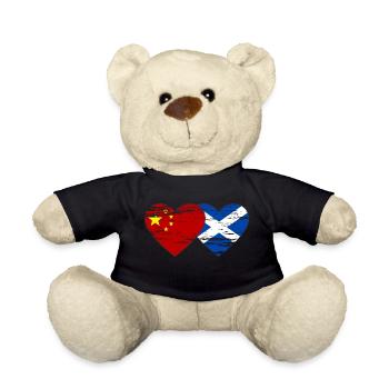 Scotland China Flag Heart Used - Teddy Bear - black - Front