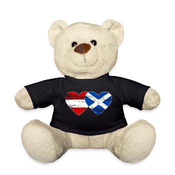 Austria Scotland Flag Heart Used - Teddy Bear - black - Front