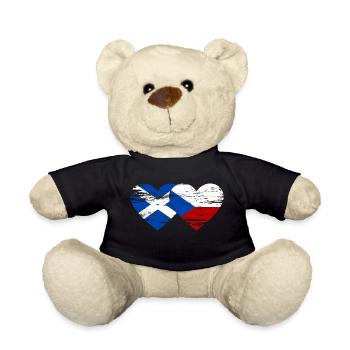 Ecosse République Tchèque Drapeau Coeur Utilisé - Nounours - noir - Devant