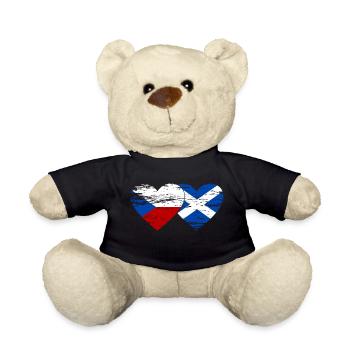 Czech Republic Scotland flag heart used - Teddy Bear - black - Front