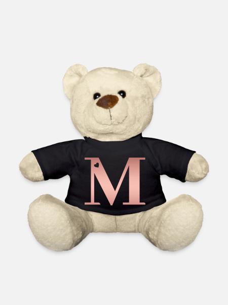 Buchstabe M Roségold - Teddy - Schwarz