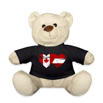 Canada Austria flag heart used - Teddy Bear - black - Front