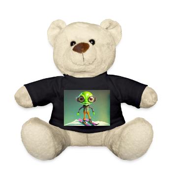mignon petit vert rétro vintage alien skie - Nounours - noir - Devant