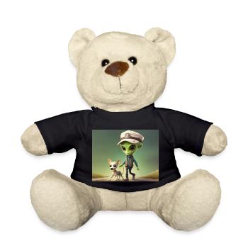 mignon petit extraterrestre rétro vert sortir le chien - Nounours - noir - Devant