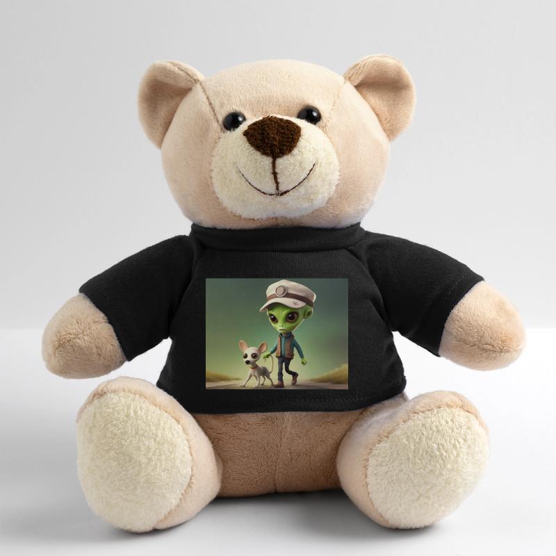 mignon petit extraterrestre rétro vert sortir le chien Nounours
