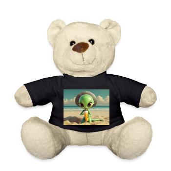 niedliche kleine grüne retro vintage alien sonnenbaden - Teddy - Schwarz - Vorne