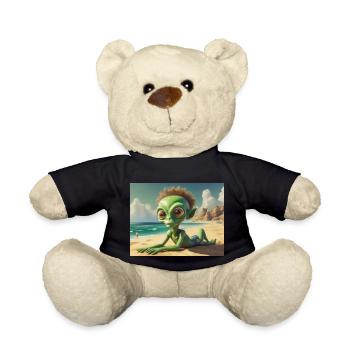 niedliche kleine grüne retro vintage alien sonnenbaden - Teddy - Schwarz - Vorne